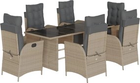 vidaXL Set mobilier de grădină cu perne, 7 piese gri deschis poliratan