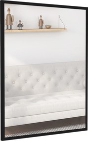 HOMCOM Oglindă de perete rectangulară 90 x 70 cm, cadru din lemn negru, ideală pentru baie, living sau dormitor | Aosom Romania