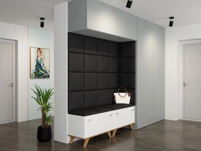 Panou de perete tapițat Pazara 30x30 (piele ecologică soft 011 (Negru). 1054238