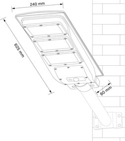 Lampă stradală solară LED cu senzor STREET LED/10W/3,2V IP65 + DO