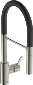 Baterie bucatarie cu pipa flexibila semi-profesionala Ideal Standard Gusto 142 argintiu - negru