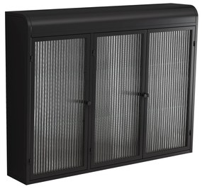 Dulap de Perete cu 3 Uși din Sticlă cu Design Curbat, Negru | Aosom Romania