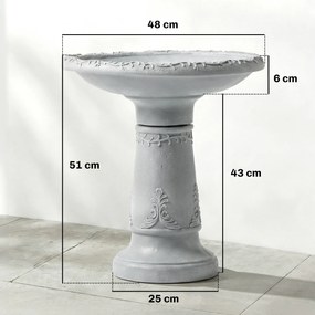 Outsunny Bazin pentru păsări din rășină pentru exterior, bazin rotund înalt de 51 cm cu aspect de piatră, suport independent pentru hrană pentru păsări, Gri | Aosom Romania