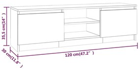 Comoda TV, stejar maro, 120x30x35,5 cm, lemn prelucrat Stejar brun, 1