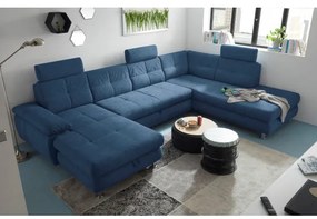 Coltar Extensibil U Bala, Dreapta, Cu Lada, Albastru, 88 x 233 x 349 Cm