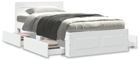 3295618 vidaXL Cadru de pat cu tăblie, alb, 75x190 cm, lemn prelucrat