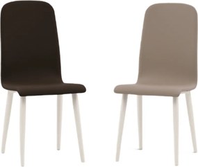 Scaun  Arianna, imitatie piele si picior metalic alb - ALB - MARO - PIELE ECOLOGICA