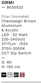 Lustra LED suspendata design modern circular ORMI brown