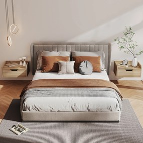 HOMCOM Set de 2 Noptiere de Perete Noptiere Suspendate cu 1 Sertar pentru Dormitor Cameră 40x30x19,5 cm Lemn Natural | Aosom Romania