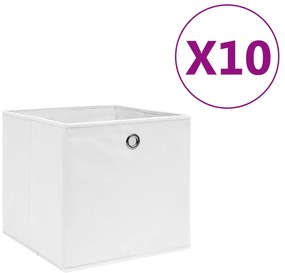 vidaXL Cutii depozitare, 10 buc., alb, 28x28x28 cm, material nețesut