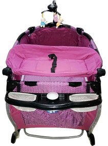 Patut Pliant rotund cu balansoar, Tarc copii Baby Care™ ROUND NEST, Pliabil pe 2 Niveluri cu muzica si Masa infasat, Jucarie Carusel cu jucarii din