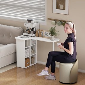 HOMCOM Birou pentru Cameră cu 6 Rafturi și 4 Rafturi Reglabile Alb | Aosom Romania