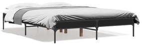 845046 vidaXL Cadru de pat, negru, 120x190 cm, lemn prelucrat și metal