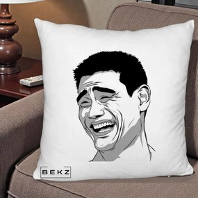 Perna Decorativa Yao Ming Meme, 40x40 cm, Alb Pufos, Husa Detasabila, Perna Inclusa, BEKZ®