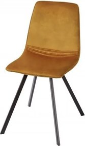 Set de 4 scaune moderne tapitate Amsterdam Retro, catifea galben mustar