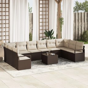vidaXL Set de canapele pentru grădină 11 pcs Maro Rattan poli
