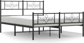 vidaXL Cadru pat metalic cu tăblie de cap/picioare, negru, 120x190 cm
