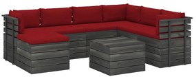 3062052 vidaXL Set mobilier grădină paleți cu perne, 8 piese, lemn masiv pin