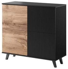 Comoda Random KM2 stejar wotan/negru - L100 x A40 x h95 cm