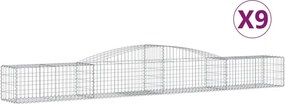 vidaXL Coșuri gabion arcuite 9 buc, 400x50x40/60 cm, fier galvanizat