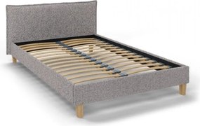 Pat matrimonial gri cu tăblie și somieră 140x200 cm Tina – Ropez