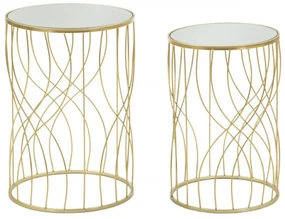 Set 2 masute auxiliare aurii din metal, ∅ 38 - ∅ 33 cm, Ligne Mauro Ferretti