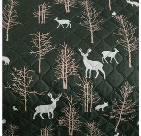 Cuvertura de pat cu model OAK DEER, verde inchis Dimensiune: 170 x 210 cm