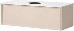 Set dulap baza suspendat KolpaSan Orphia 1 sertar 100 cm finisaj light grey cu blat Kerrock
