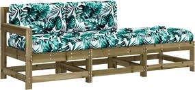 vidaXL Set mobilier de grădină cu perne, 3 piese, lemn de pin tratat