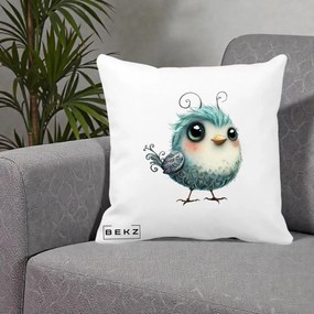Perna Decorativa Pui Teal cu Aripioare Ornamentale, 40x40 cm, Alba Mata, Husa Detasabila, Perna Inclusa, BEKZ®