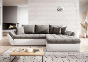 Colțar extensibil dumonde cu ladă de depozitare si sezut confortabil din spuma high-density, Loana Magma White 275x185 cm