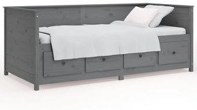 820908 vidaXL Pat de zi, gri, 80x200 cm, lemn masiv de pin