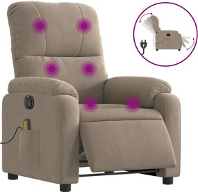 vidaXL Fotoliu de masaj rabatabil electric, gri taupe, microfibră