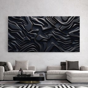 Tablou Canvas, 40x80cm, Dormitor si Living, Abstracte, Iluzii optice, Black 3d Lines