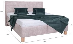 Pat tapițat VIOLET, cu spațiu de depozitare, fără saltea, 180 x 200 cm, bej