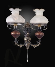 Aplica de perete cu 2 brate design italian din alama cu lemn 634