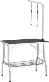 vidaXL Masă reglabilă pentru îngrijirea câinilor cu 2 lese și coș