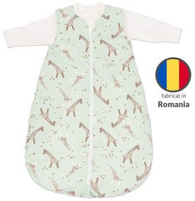 Sac de dormit pentru toate anotimpurile 0-6 luni Kidizi Giraffe, model 2 in 1, grosime intre 0.5-1.5 tog