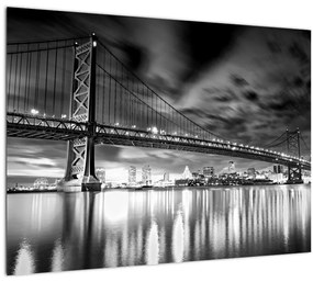 Tablou - Podul Benjamin Franklin, Philadelphia, alb-negru (70x50 cm)