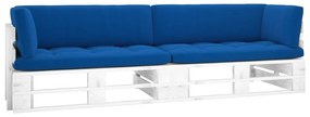 Canapea din paleti cu 2 locuri, cu perne, lemn pin alb tratat Albastru regal, Canapea cu 2 locuri, Alb, 1