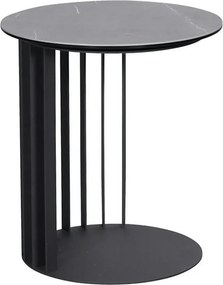 Masuta cafea LIPARI, negru cu efect de marmura/negru, ceramica/metal,