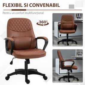 Vinsetto Scaun de birou ergonomic cu 2 Puncte pentru Masaj, Port USB, Piele Ecologică, Maro, 59x63x92-101cm | Aosom Romania
