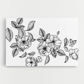Tablou Canvas, 80x120cm, Dormitor si Living, Flori, Flori desenate, Roses Black Line