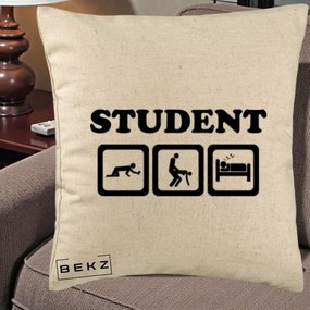 Perna Decorativa Student Life, 40x40 cm, Bej, Husa Detasabila, Perna Inclusa, BEKZ®