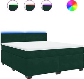 vidaXL Pat box spring cu saltea, verde închis, 180x200 cm, catifea