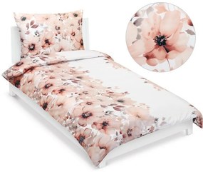 Lenjerie de pat Bellatex Satin Flower salmon , 140x 220 cm, 70 x 90 cm, 140 x 220 cm, 70 x 90 cm
