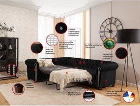 Colțar negru extensibil cu tapițerie din catifea (cu colț pe partea stângă/în formă de ”L”) York Blik – Ropez