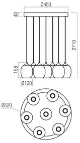 Redo 01-3489 - Lustru LED dimabil suspendat pe cablu KHADI 7xLED/5W/230V negru/fumuriu