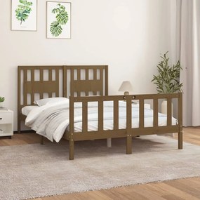 3188164 vidaXL Cadru de pat cu tăblie, maro miere, 120x200 cm, lemn masiv pin