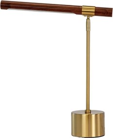 Lampa de birou LED din otel cu efect de nuc Gold steel